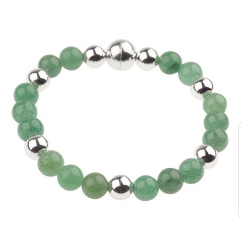 Sterling Aventurine Bead Bracelet w/Magnetic Clasp